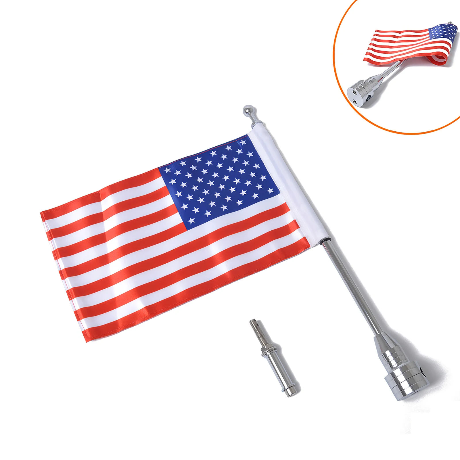 

Double Sided Motorcycle Flagpole Stainless Mount USA Flag for Davidson Light Flag Pole Practical Motorcycle American Flag