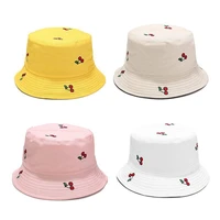 2020 new hot sale double sided fruit cherry pattern fisherman hat womens sun hat sun protection hats
