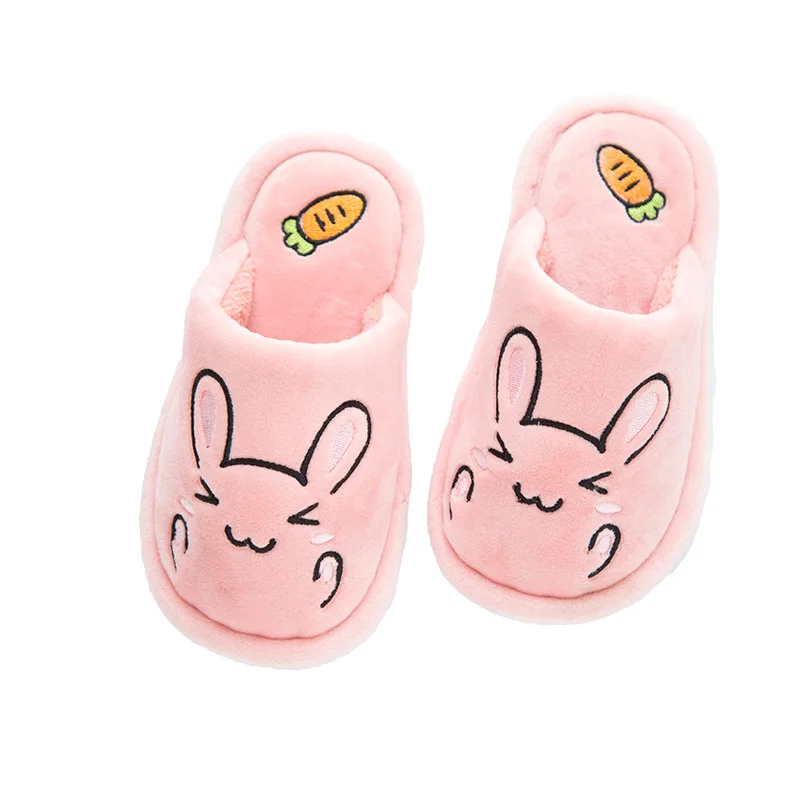 Зимние тапочки Детские Вьетнамки с кроликом из мультфильма меховые шлепанцы для