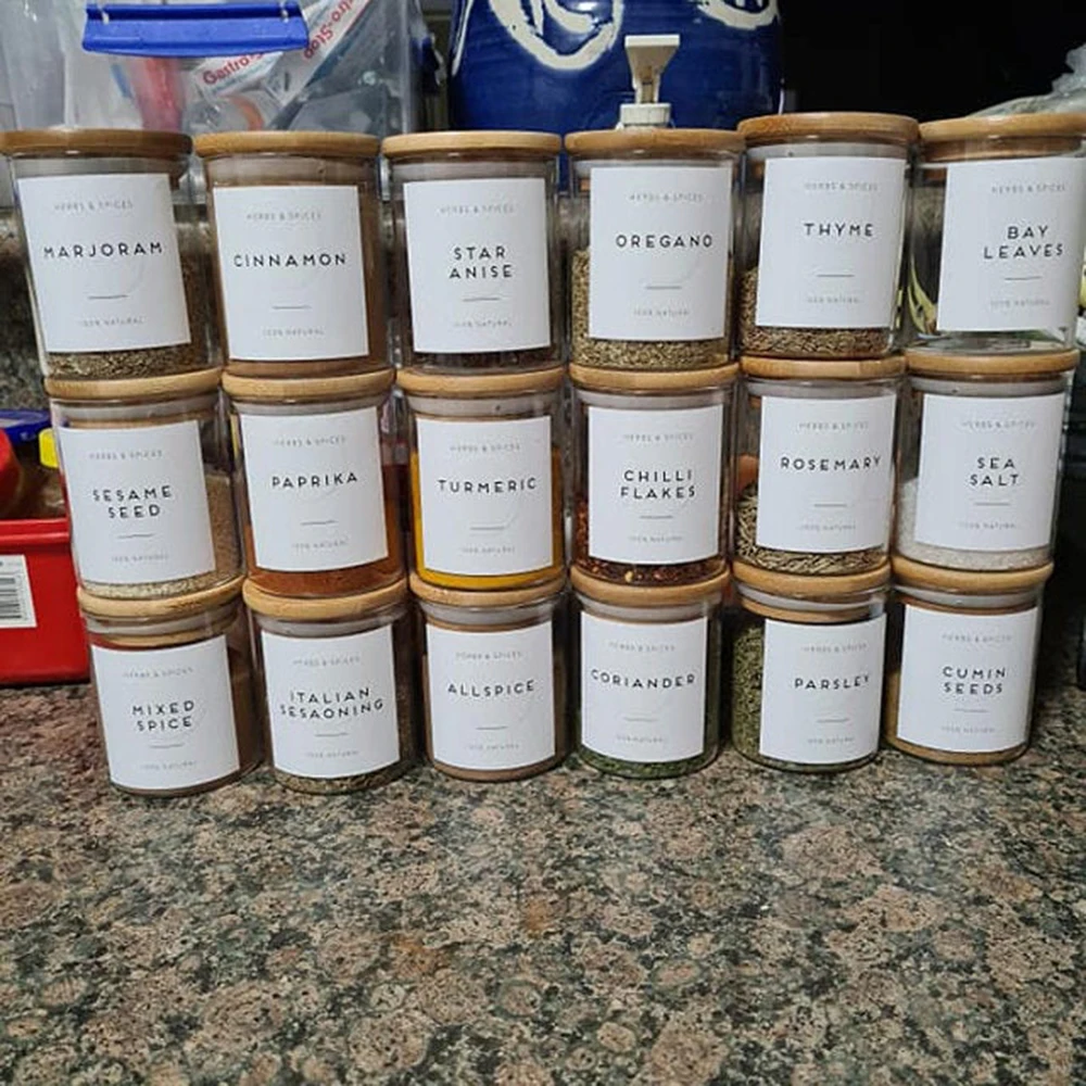 Customize Minimalist Spice Labels Rectangle Modern Kitchen Storage Waterproof Oil Proof Adhesive Sticker | Дом и сад
