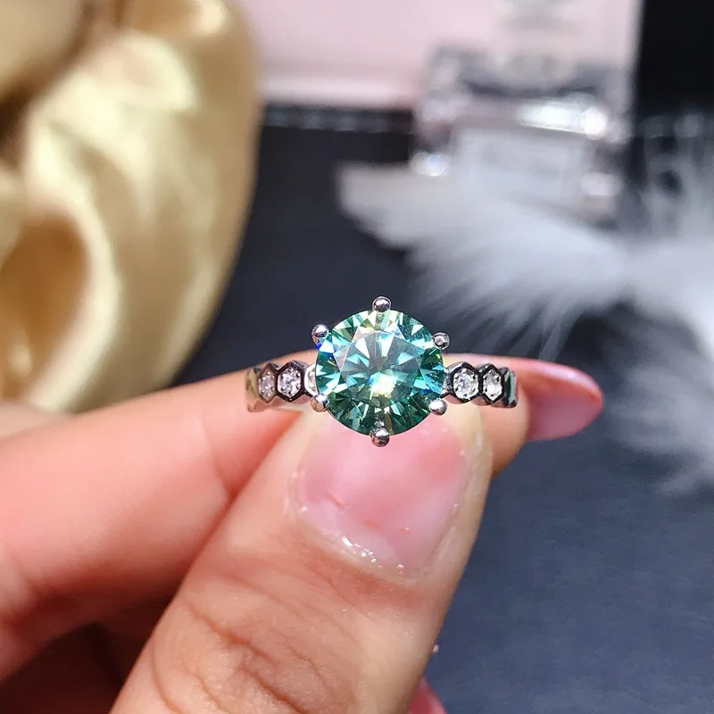 

Luxury 925 Sterling Silver New Woman Fashion Jewelry High Quality Green Crystal Ring Size Adjustable Open Engagement Ring
