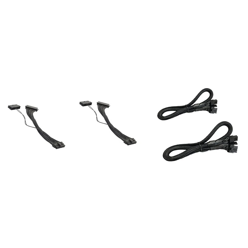 2 шт. 24-контактный двойной Удлинительный кабель ATX 30 см и 8-контактный на (6 + 2) PCIE VGA |