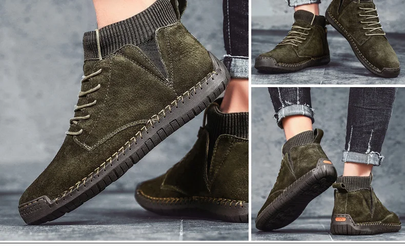 Зимние кожаные повседневные мужские ботинки; Botines Hombre Botas Masculina Bot Erkek Buty Zimowe Stivaletti Uomo; плюшевый мех