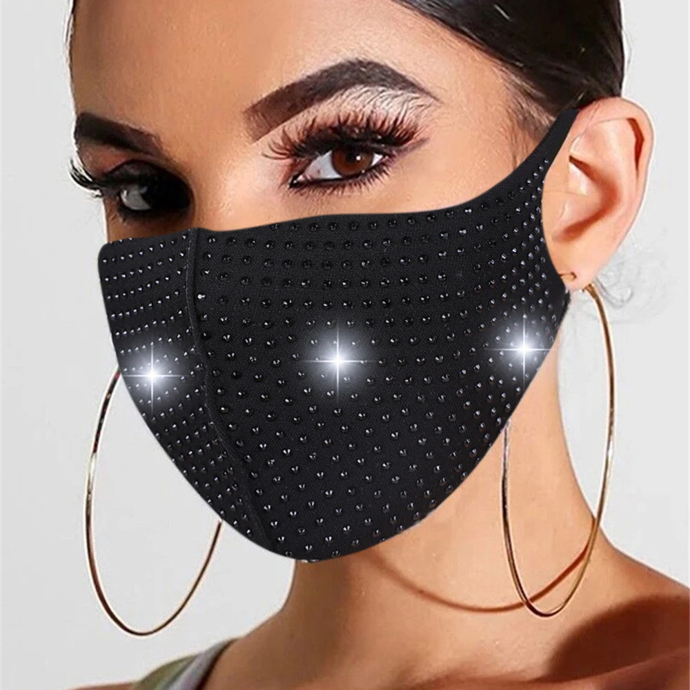 

Luxury Jewelry Bling Mask With Rhinestones Christmas Masks For Women Fashion Elastic Mask Crystal Decorative Mask Dancer Party