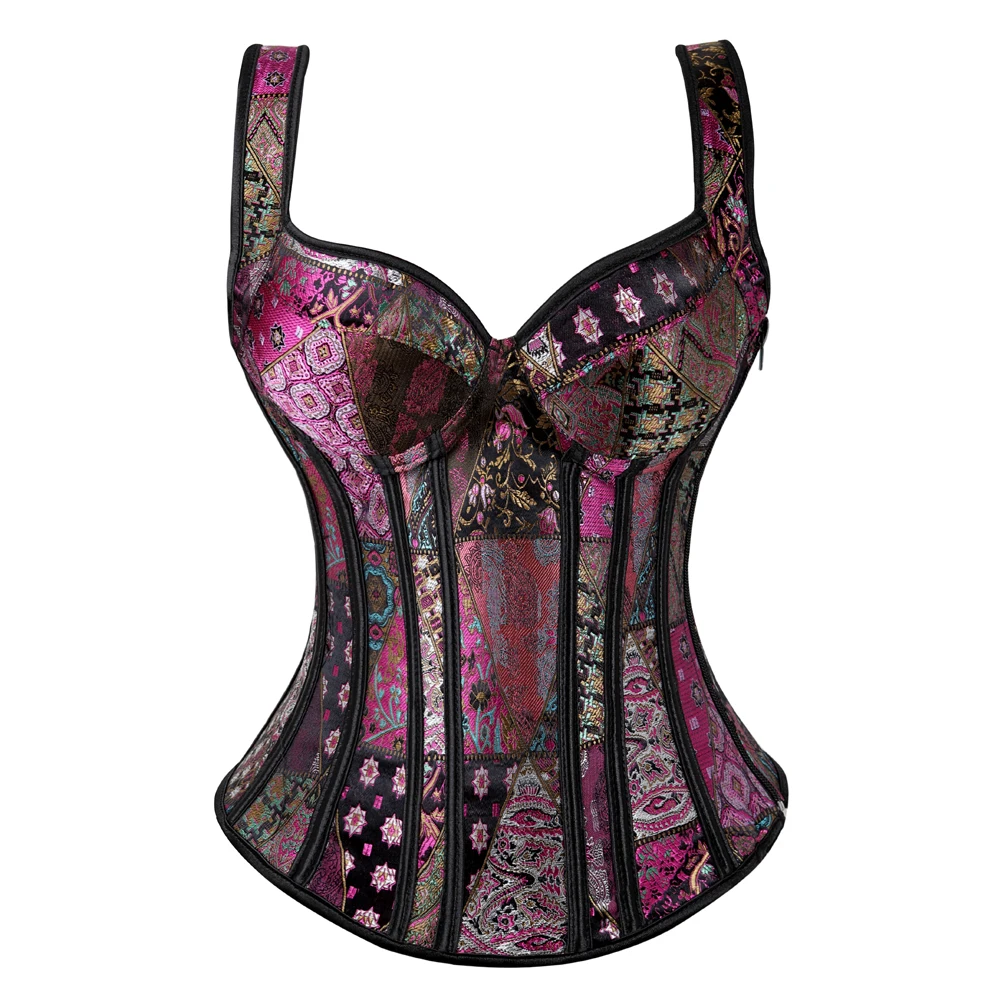 

Sexy Steampunk Corsets Vest with Cup Zipper Side Women Lingerie Top Waist Trainer Shpewear Shoulder Strap Gothic Plus Size S-6XL