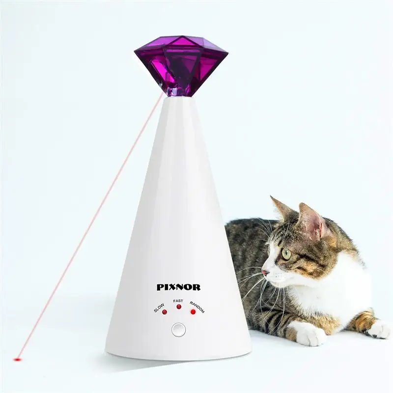 

Diamond Cat Toy Electric Pet Toy Diamond Shaped Interactive Cat Adjustable 3 Speeds Pet Pointer Plastic Cat Toy Pet Supplies