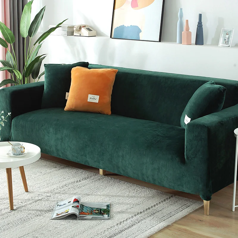 Velvet Plush Sofa Cover for Living Room Sectional Couch Cover Elastic Case Sofa Slipcover Stretch 1/2/3/4 Seater
