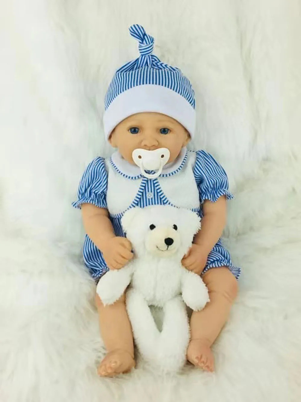 bear(white) Avani кукла 'Aaron' 45 см реалистичные детские куклы реалистичные Reborn Baby куклы реалистичные новорожденных Для маленьких мальчиков куклы - Цвет: bear(white)