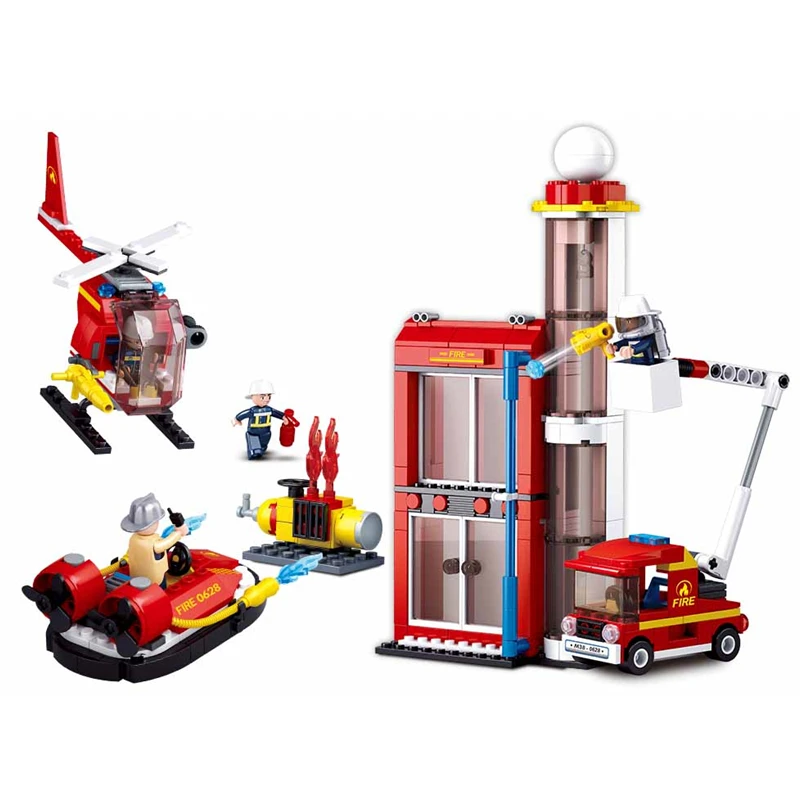 

425pcs M38-B0628 Sluban City Fire Truck Hero Firetruck Car Vehicle Building Blocks Bricks Classic Model Toys For Kids Gifts