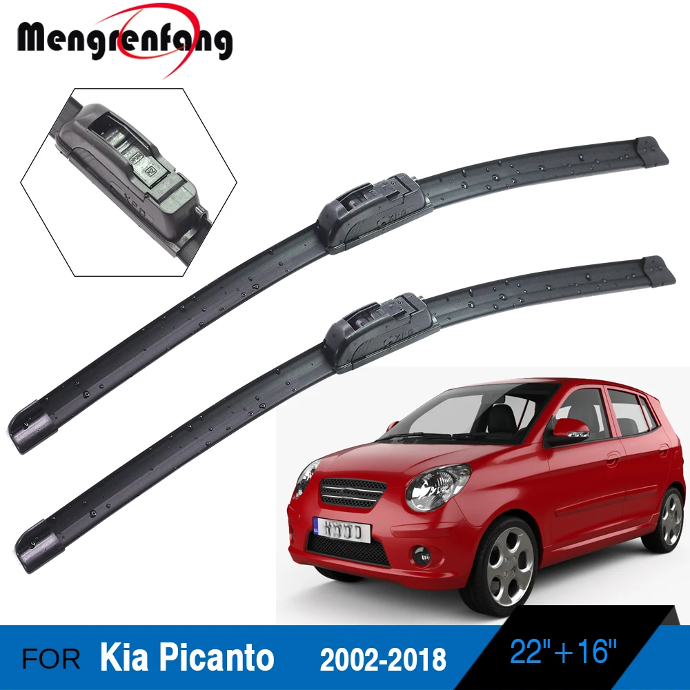 

Щетки стеклоочистителя для Kia Picanto, мягкие резиновые передние щетки стеклоочистителя, J Hook Arms, 2 шт., 2002-2018