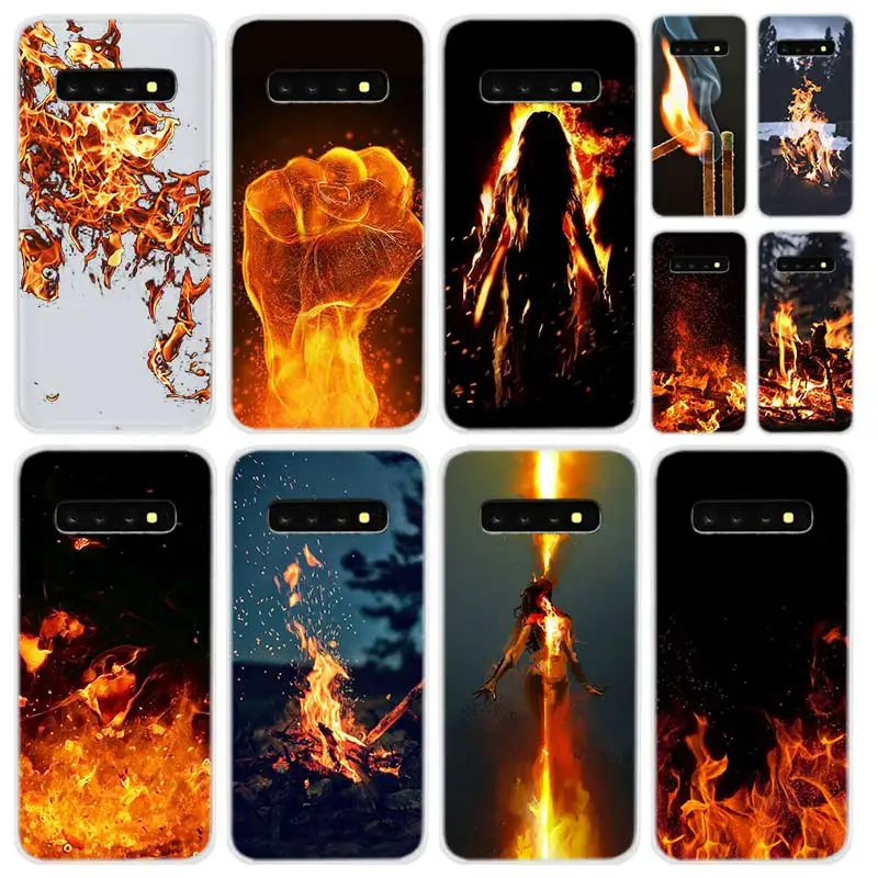 

Soft Silicone Case For Samsung Galaxy S21 S20 Uitra S10 S9 S8 Plus Lite Ultra S20fe S10e S7Edge Texture fire