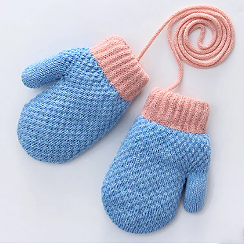 blue Детские перчатки, зимние теплые перчатки, милые детские Мультяшные бархатные утолщенные перчатки для маленьких девочек и мальчиков - Цвет: blue
