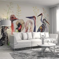 xue su custom large scale mural wallpaper nordic hand painted medieval flowers and birds background wall wall covering