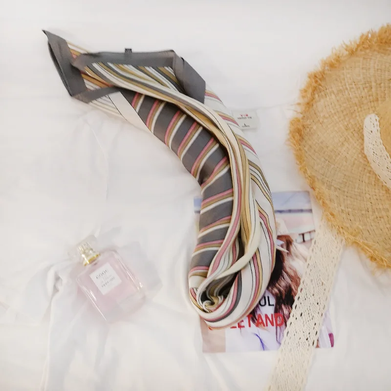 

2020 70x70 INS Orange Multipurpose women Silk twill scarf Satin square tie Hairband ladies foulard femme towel bufanda shawl