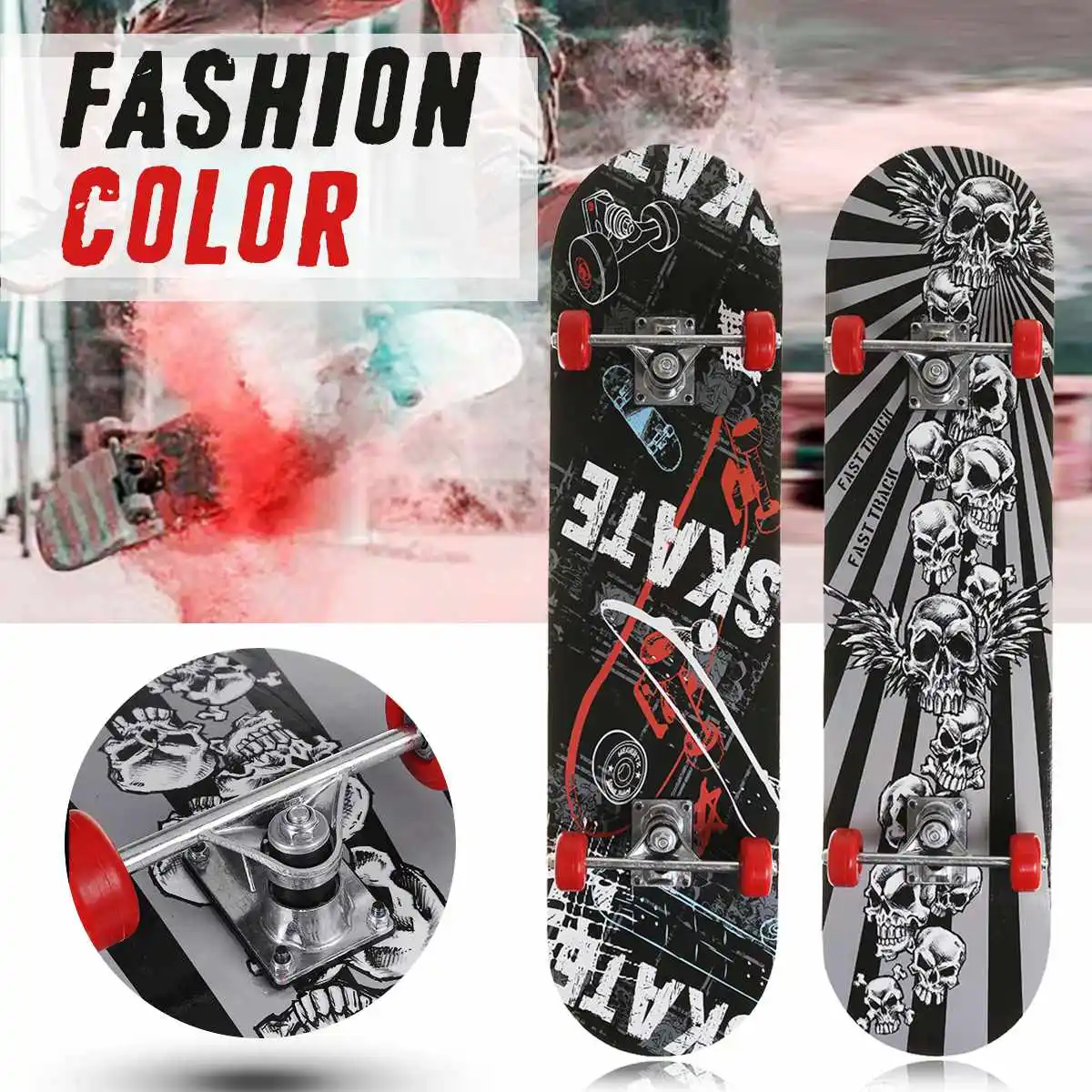 

31 inch Kids Children Cartoon Skateboard Maple Wood Double Rocker Deck Skate Board Four Wheels Longboard Skateboard