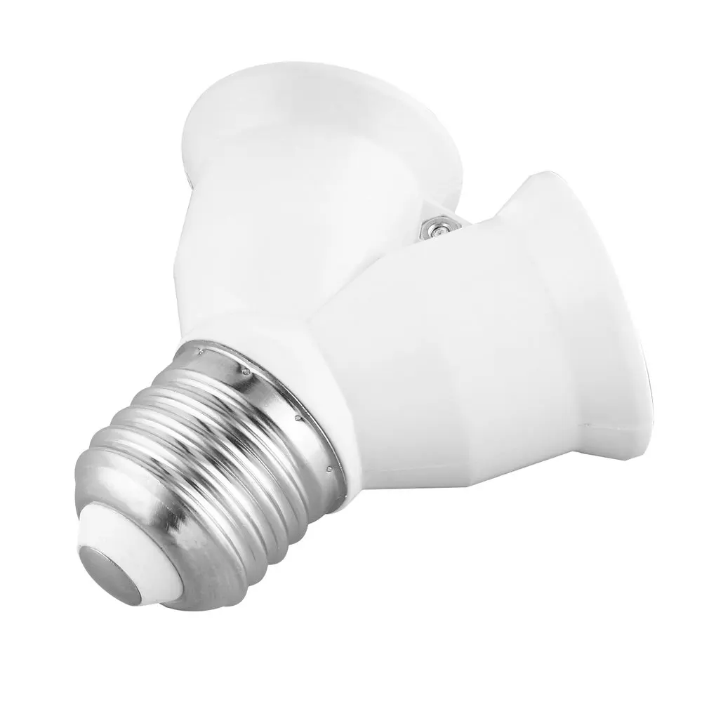 

Brand Quality E27 to 2xE27 1 to 2 Y Shape LED Halogen CFL Bulb Base Light Lamp Splitter Split Adapter Converter Socket Extend