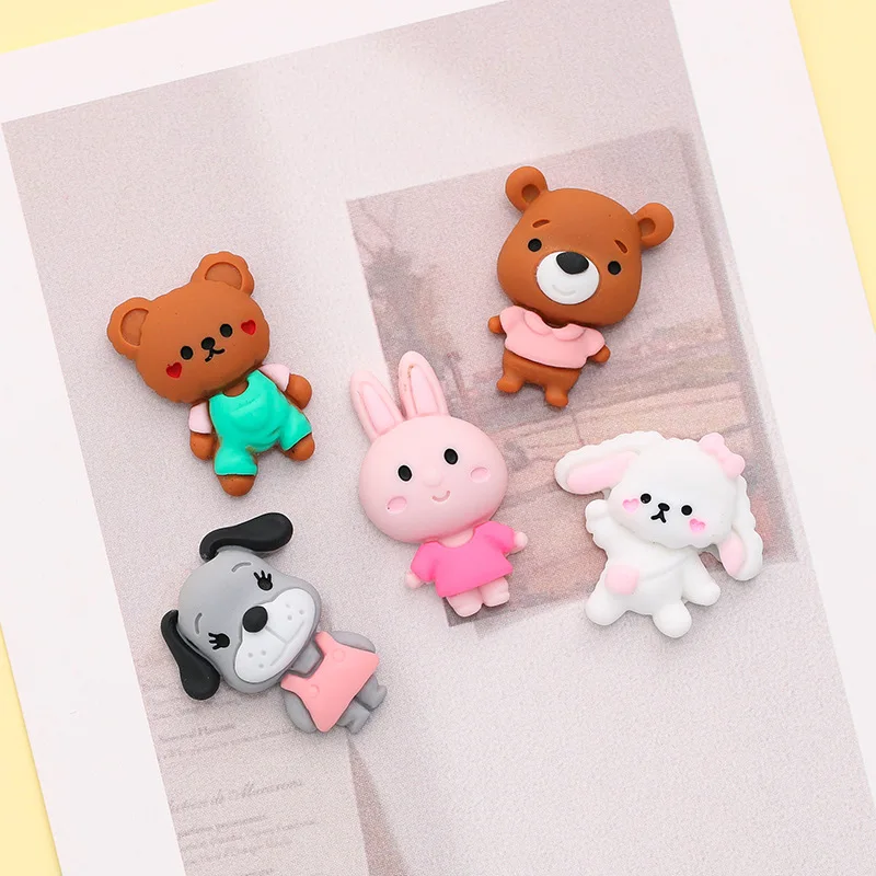 

20 шт. с героями мультфильма «Щенячий "Медведь", "Кролик", "Животные Резиновый кабошон Kawaii плоские" сделай сам "для волос луки аксессуары центра...
