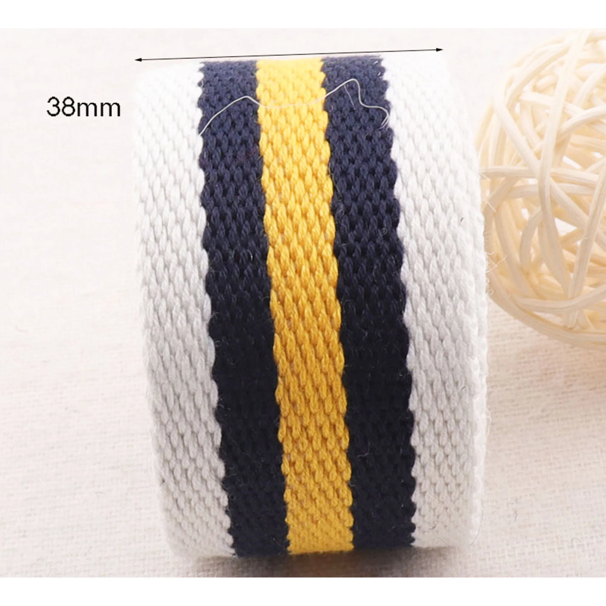 Саржевая лента в белую чёрную оранжевую полоску 1 1/2 дюйма|Тесьма| |