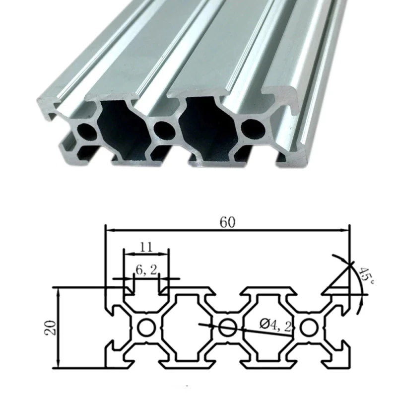 1 шт./лот 100-500 мм 2060 алюминиевый профиль экструзионная длина линейная