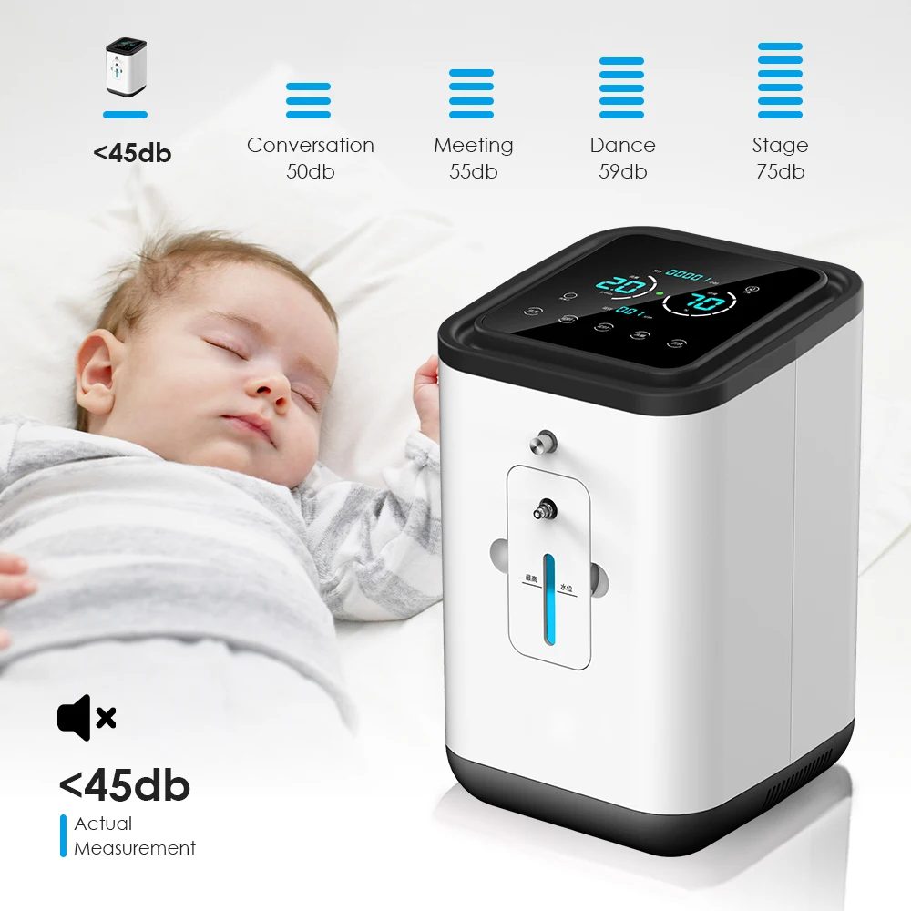 

EU US Ready Stock Portable Oxygen Generator 1-7L AC110-220V Concentrator Adjustable High Purify LED Touch Screen Low Noise