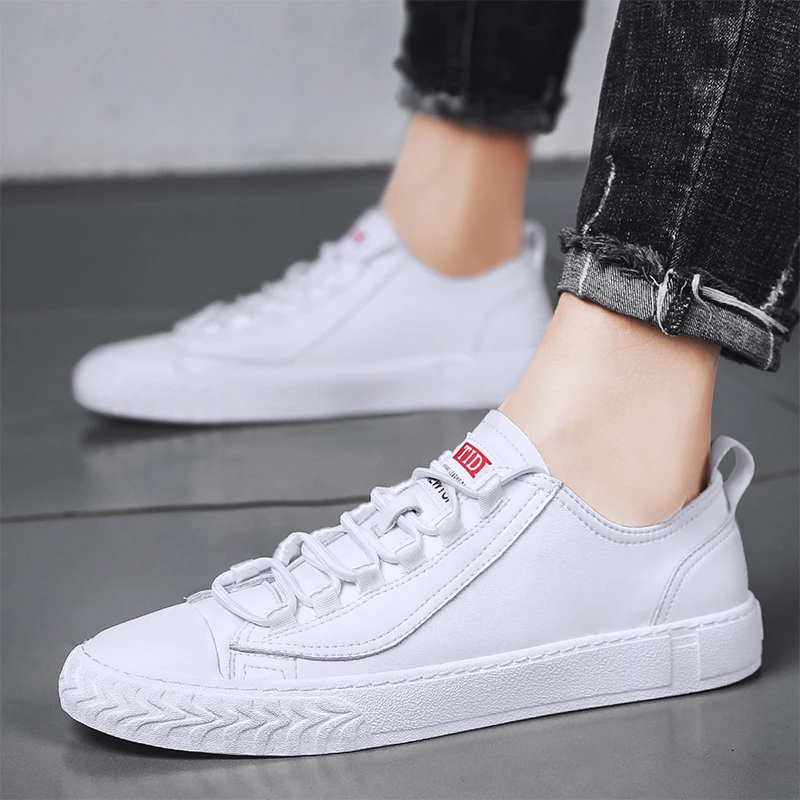 

Men's Skateboard Shoes Summer Genuine Leather Fashion Breathable Lace-up Shoes British Trend Elegant Lightweight Casual Shoes