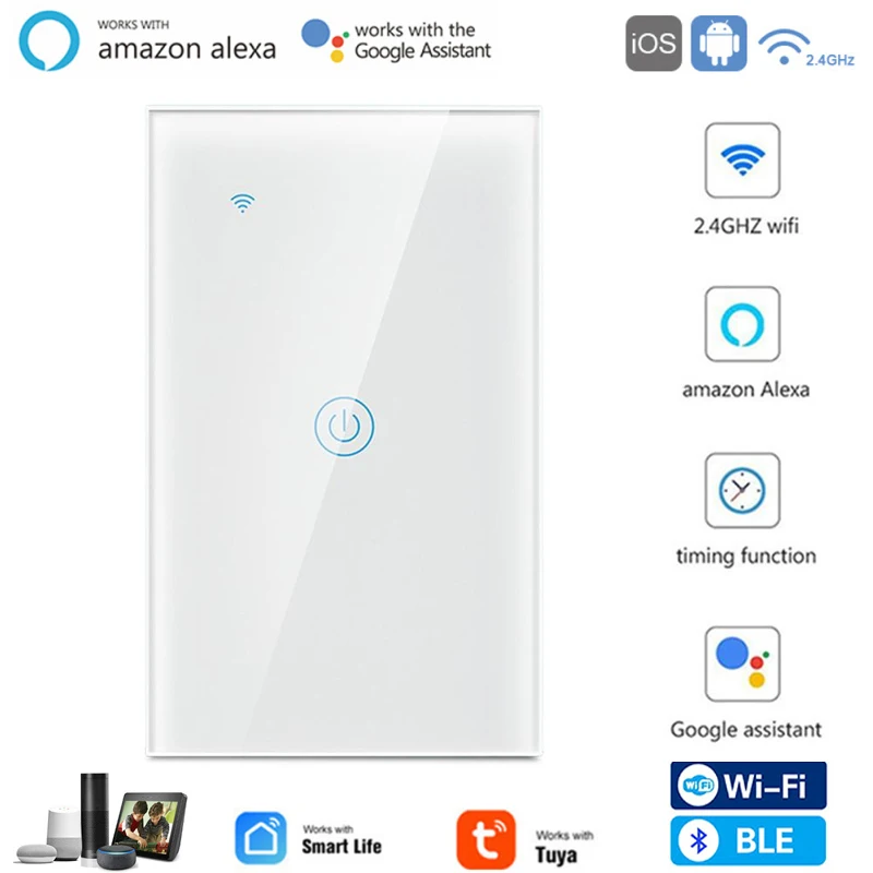 

Нам Smart Wifi + Bluetooth переключатель Функция времени Tuya Smart Life APP пульт дистанционного управления голосовой Управление коммутатор работает с Alexa и...