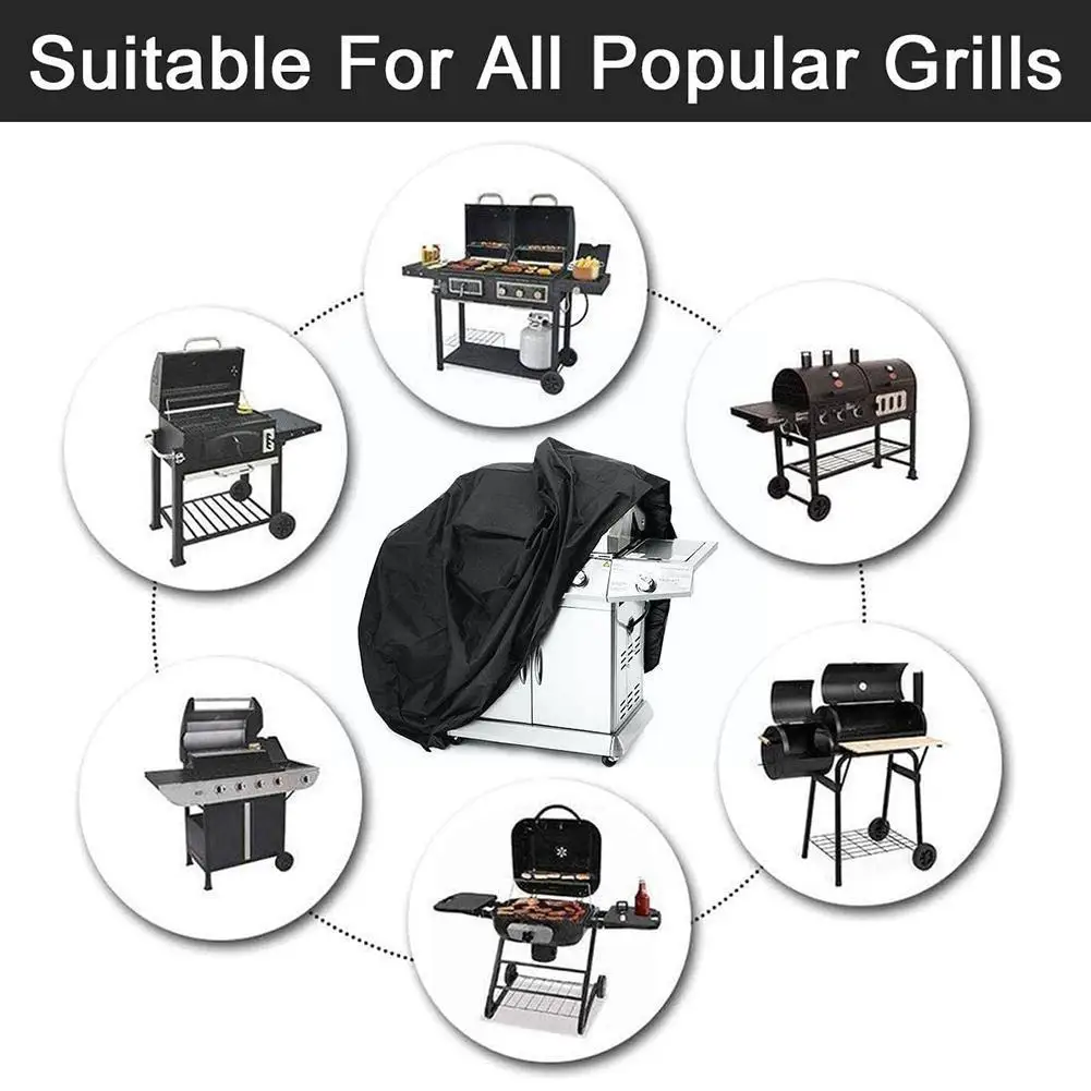 

1pcs Summer BBQ Cover Black 210D Oxford Fabric Anti-Dust Waterproof Rain Home Protective Weather-resistant Outdoor Supplies E6F4