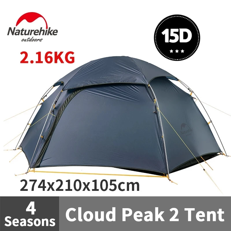 

Naturehike 15D Nylon Camping Tent Outdoor Hiking 2-3 Persons Ultralight 2.16Kg 4-Seasons Portable Tents With Rainproof Shed