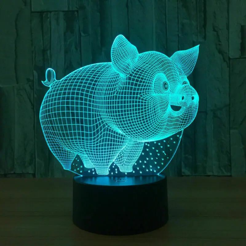 

Chinese Pig Year LED Baby Night Light 7 Color Change PIG Desk Lamp 3D Illusion Fat Lovely Cute Pig Night Light