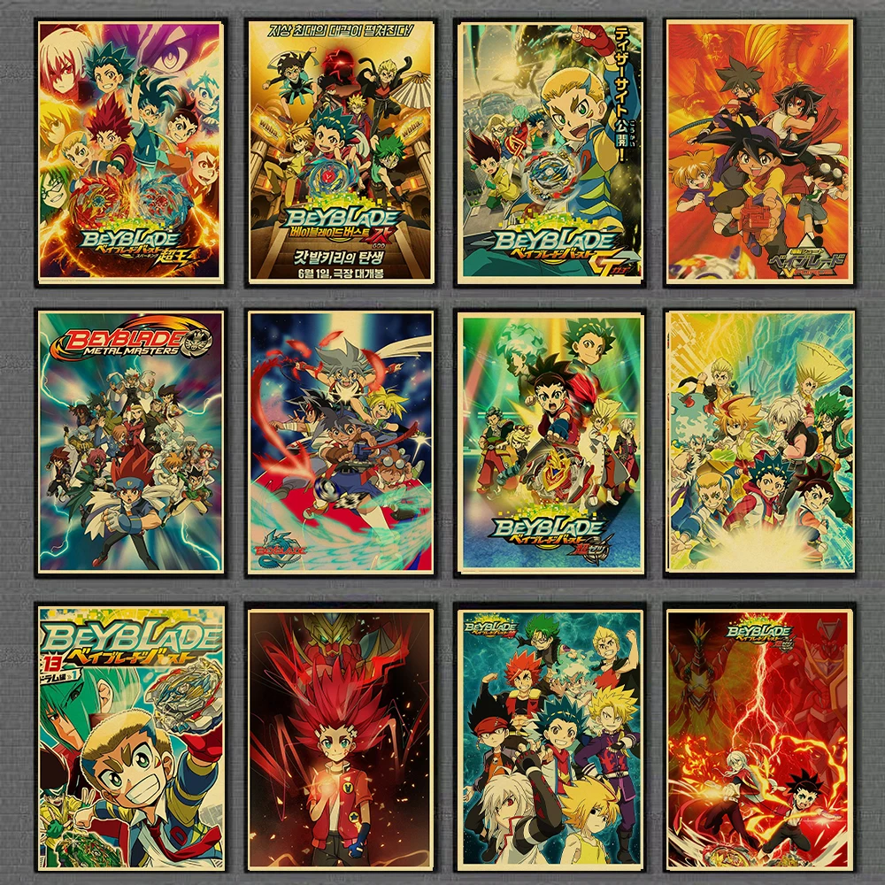 

Vintage Anime Series Beyblade Posters Retro Kraft Paper Poster Bar Living Room Decoration Painting Art Wall decoration