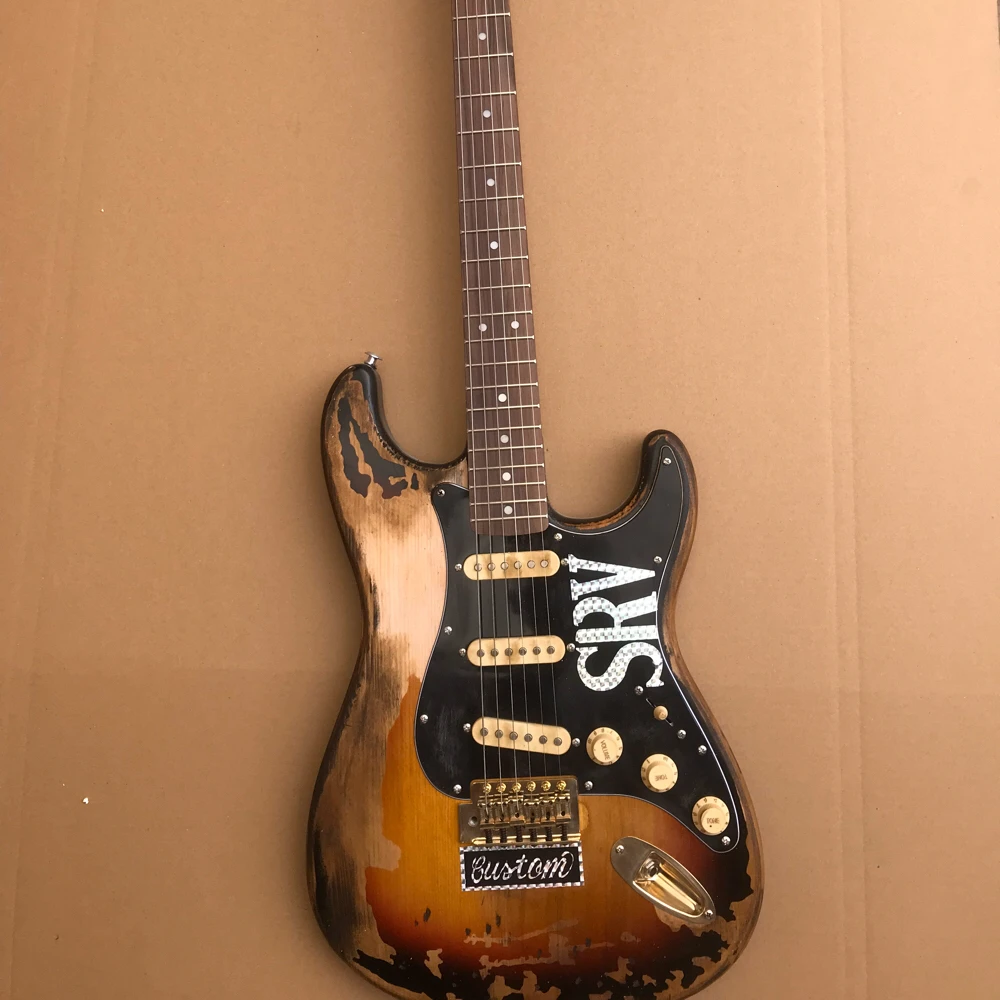 Фабричная винтажная электрическая гитара Sunburst Relic остается ручная работа SRV