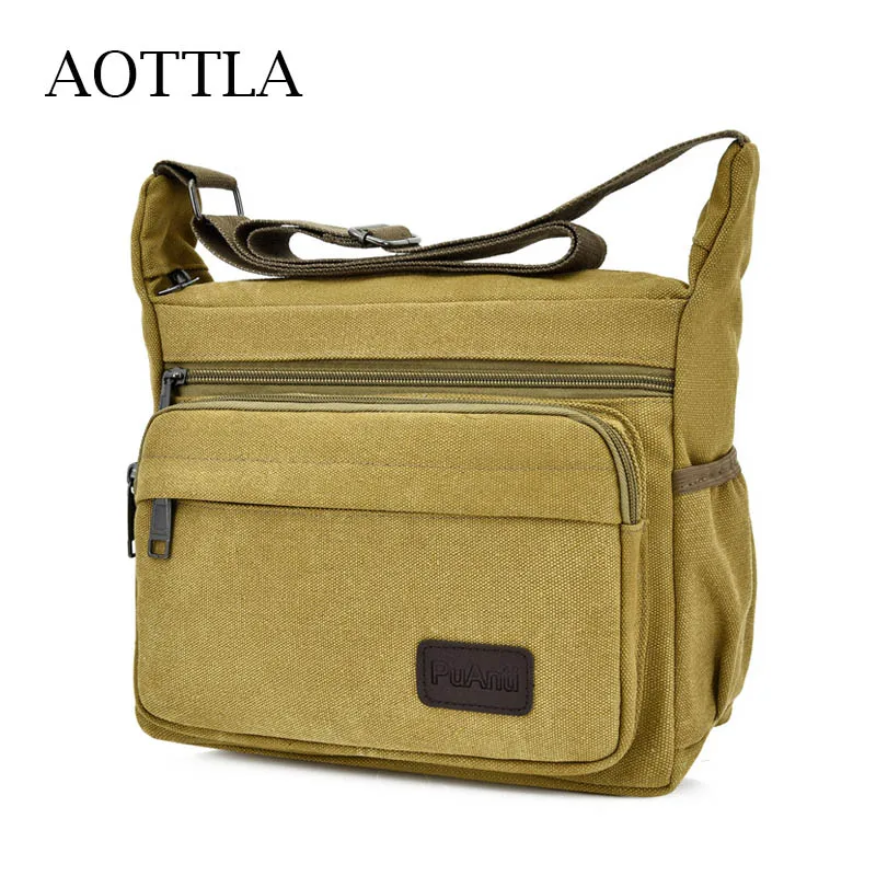 

AOTTLA Men's Canvas Shoulder Crossbody Bags Man Leisure Retro Business Bag Outdoor Travel Unisex Bag High Capacity Bag For Women