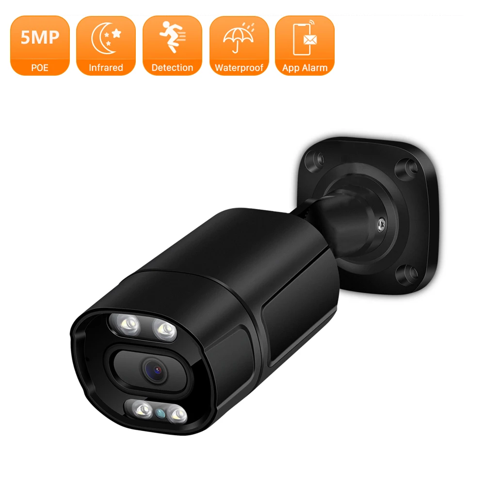 

H.265 5MP POE Camera P2P Color Night Vision AI Detection IP Camera 3MP 2MP Outdoor Metal Built-in Mic CCTV Camera Surveillance