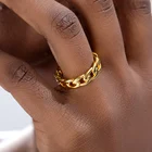 Золото из нержавеющей стали КУБИНСКИЙ звено цепи кольца для женщин Роскошные ювелирные изделия в стиле хип-хоп мода Мужская кольцо ювелирное изделие для пары, свадебный аксессуар для пальцев