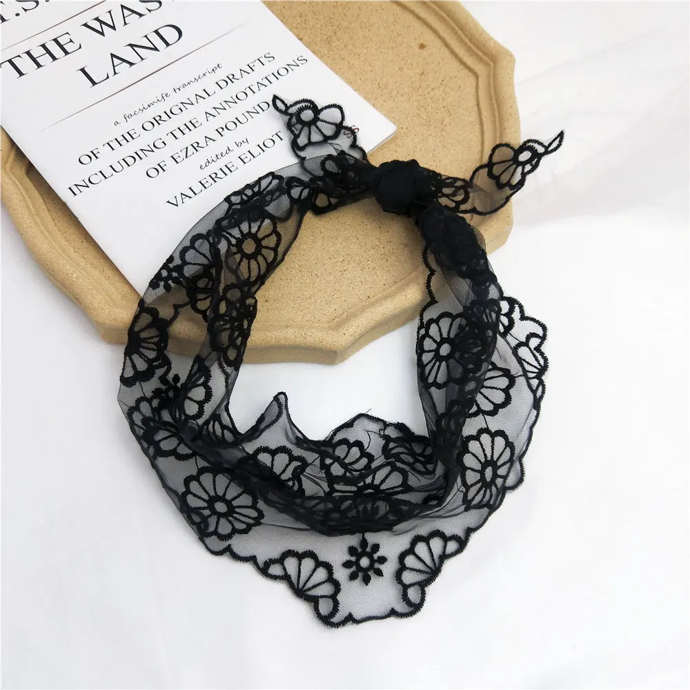 Женский модный треугольный шарф однотонный кружевной полый корейский цветочный