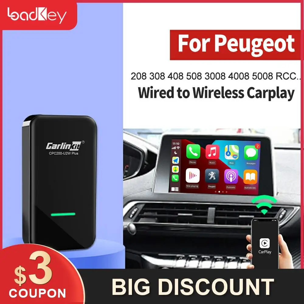 

LoadKey & Carlinkit 2.0 CarPlay Wireless For Peugeot 206 308 307 2008 3008 407 207 508 RCC 2015-2021 Navigation Siri Activator