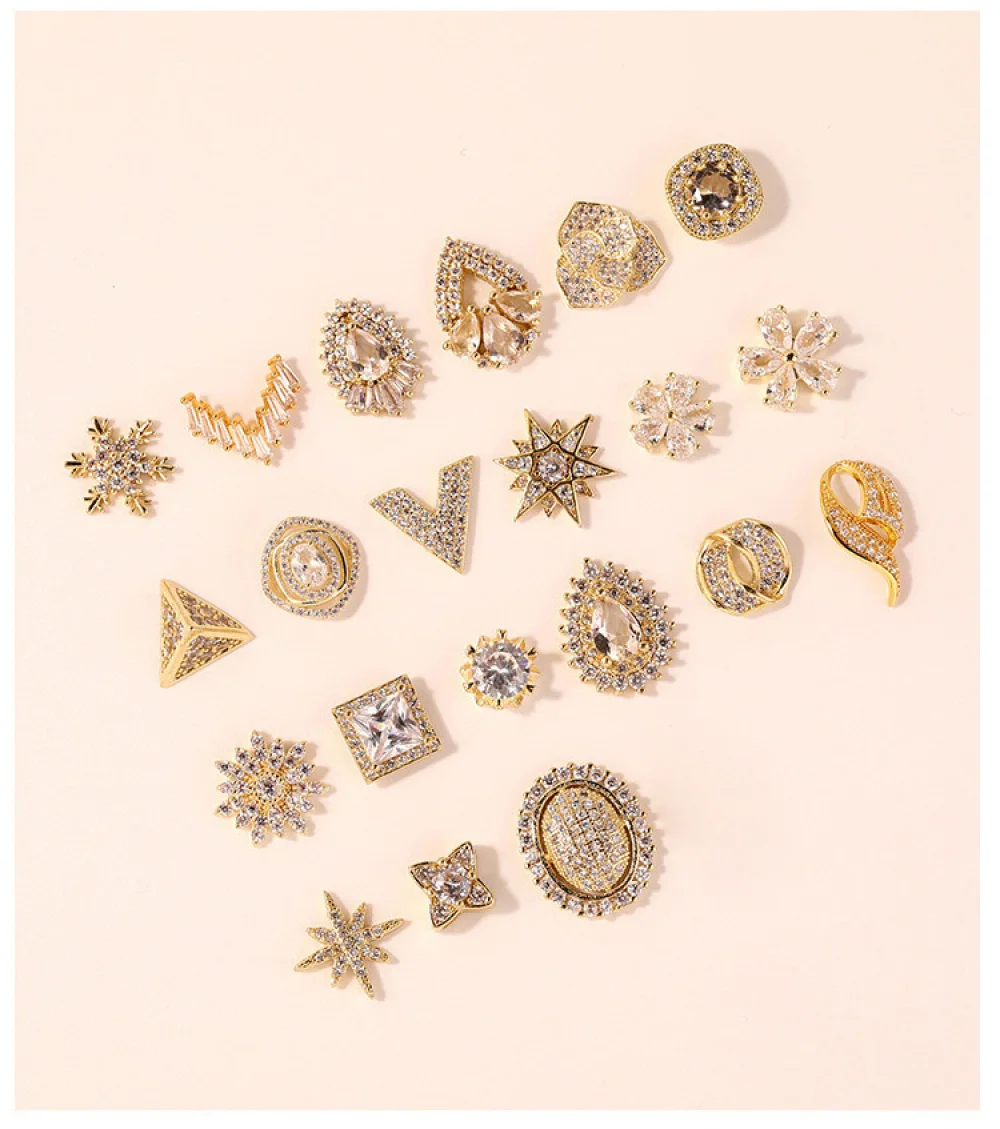 

20pcs/lot Manicure Nail Art Accessories DIY Charms 3D Antique Design Alloy Gold Silver Round Ring Punk Rivets Studs Pearl Metal
