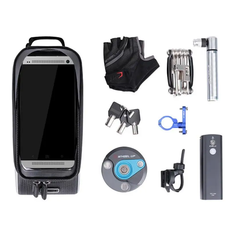 wheel up bicycle bag waterproof top front tube frame touch screen cycling bag mtb road 6 5 phone case bike accessories free global shipping