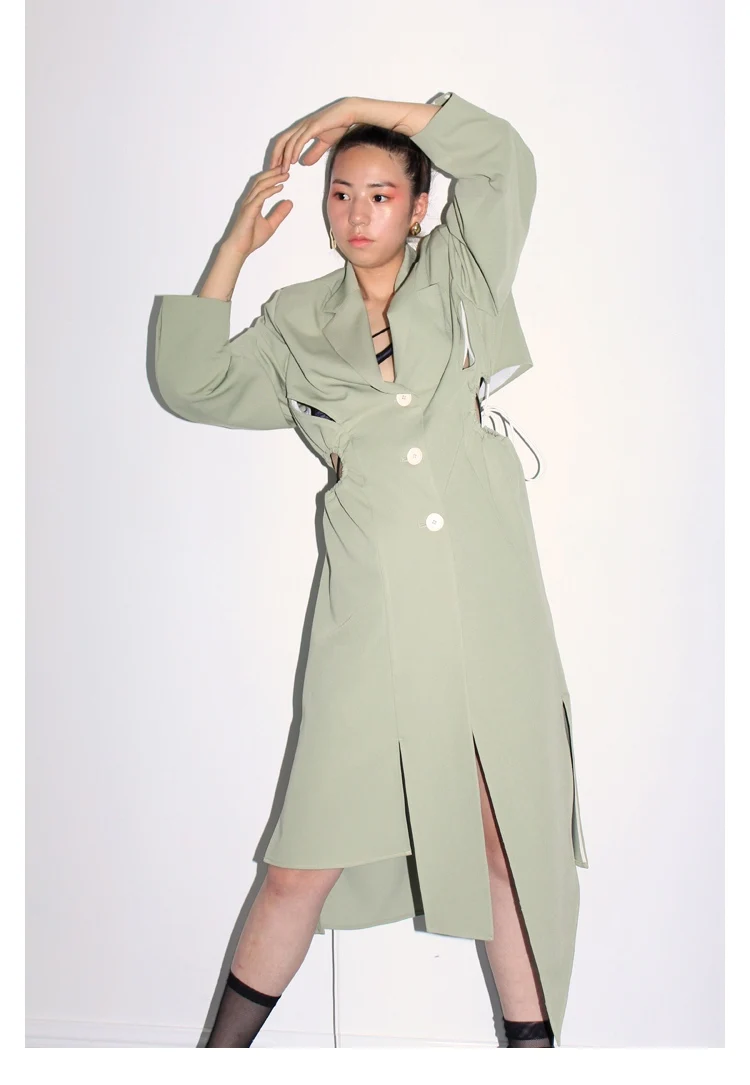 IRINAL02 FW коллекция выдалбливают Асимметричный длинный плащ для женщин