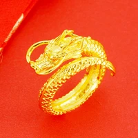 emboss dragon women mens rings fashion zodiac engagement rings for women 24k gold wedding rings trendy jewelry
