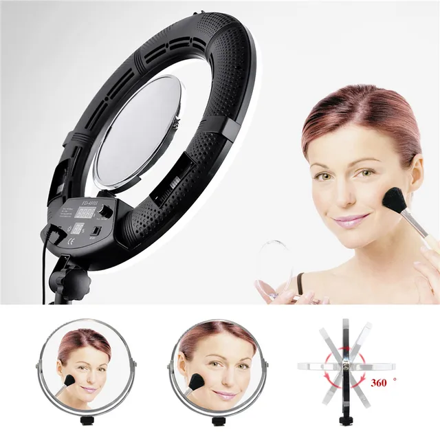AMST Miroir de maquillage avec lumières, miroir lumineux avec 15 ampoules  LED à intensité variable, miroir