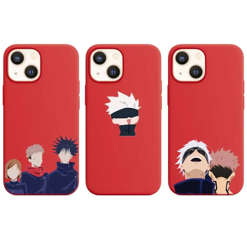 

Jujutsu Kaisen ojo Satoru Phone Case for iphone 13 12 XS 11 pro max mini SE 2020 6 6s 7 8 plus X XR cases candy color red funda