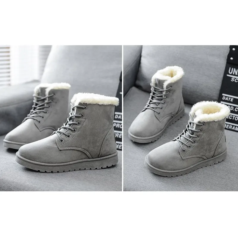 

Winter Korean Student Snow Boots Women's Short Boots Flat Heel Lace Up Keep Warm Women's Shoes 5 Colors Available Size 36-40