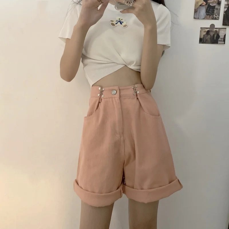 

Korean Style Loose Hight Waist Shorts Push Up Ripped Jeans Feminino Woman Plus Size Denim Jean Bodycon Streetwear Summer Fashion
