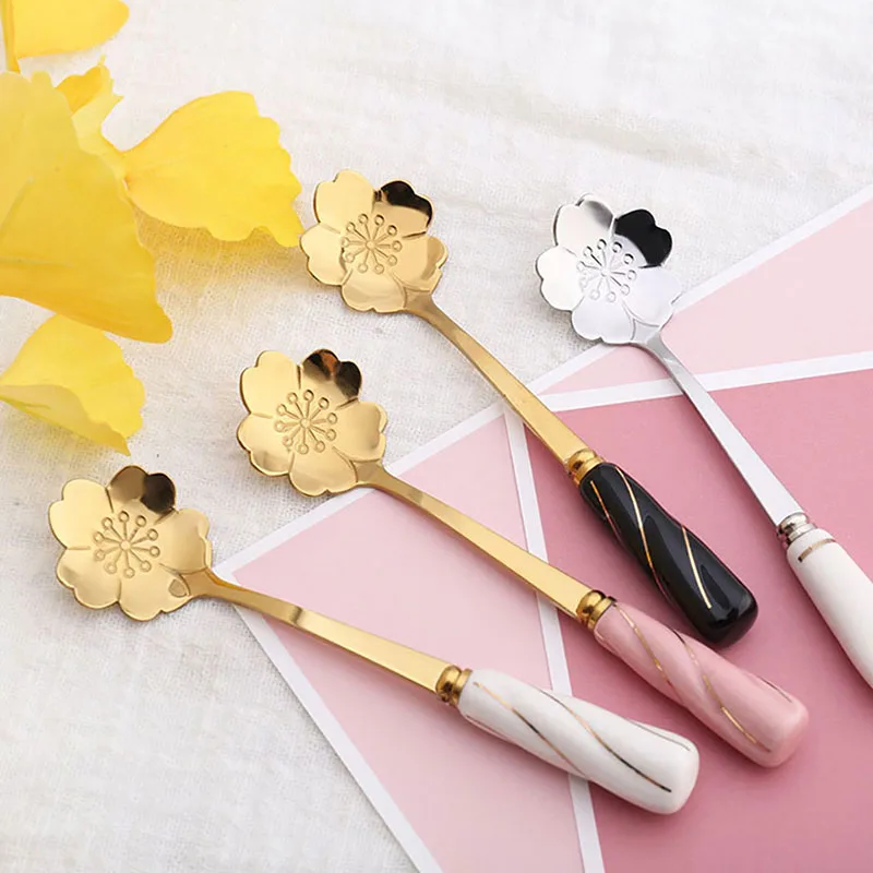 

8PCS Coffee Spoon Vintage Teaspoon Fork Mini Royal Style Flower Stainless Steel Spoon Espresso Spoon Dessert Spoon