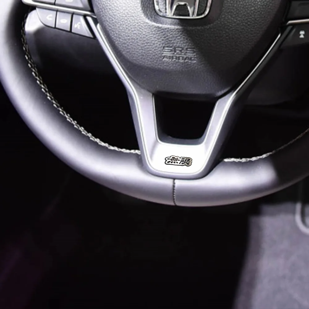 1pcs Stainless steel Car Steering Wheel Center Console Sticker Auto Decoration Accessories For Honda mugen AMG BMW M TRD Sline - купить по