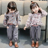 vintage floral pullover children clothes spring summer girls cotton blouses shirts set kids teenagers outwear zipper breathable