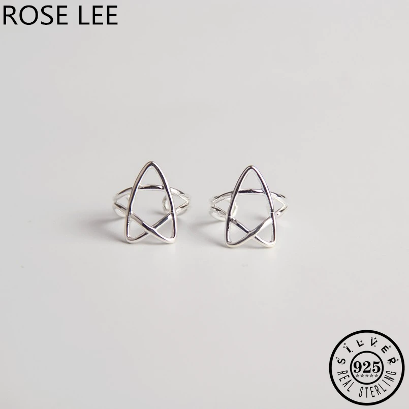 Корейский 925 пробы серебряная звезда Форма Кафф клипсы для ушей в форме Для