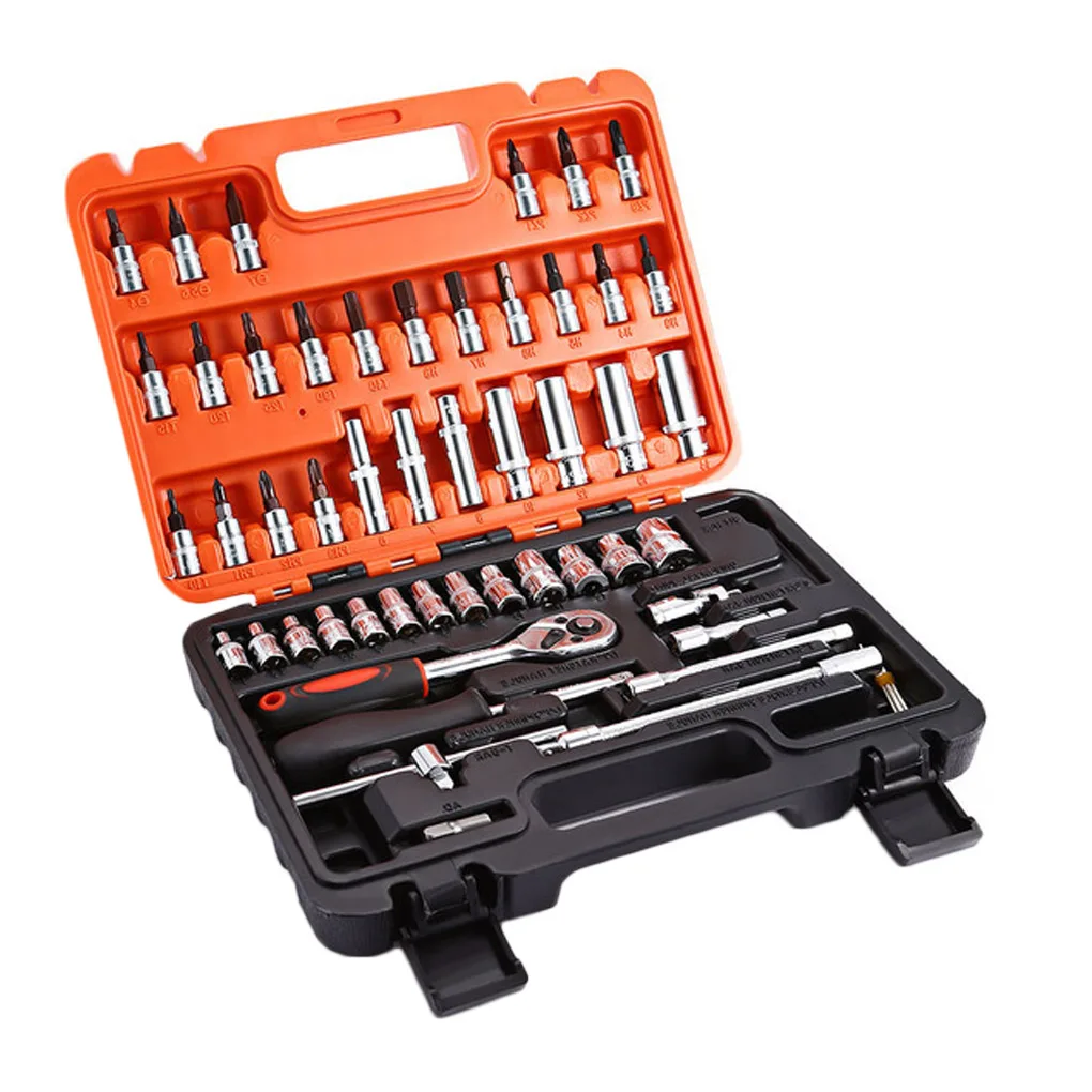 

53pcs/set Drill Adapter 1/4 Inch Sleeves Socket Batch Heads Ratchet Wrench Car Repair Tools Drill Accessories