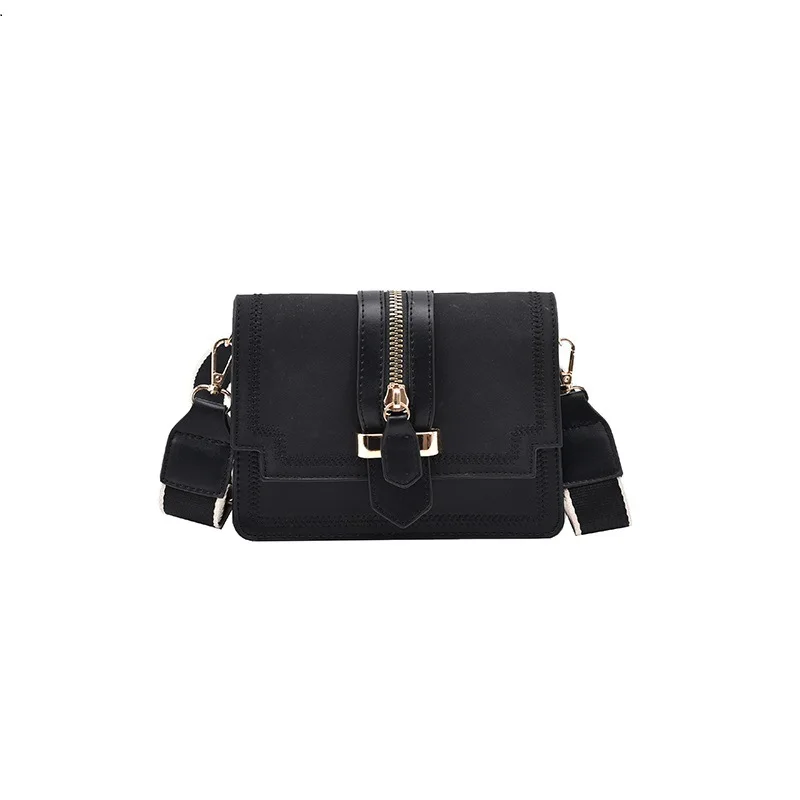 

2021 New Arrivals Women's PU Leather Shoulder Bags Embroidery Thread Zipper Buckle Design High Quality Fashion Daily Flap Bags